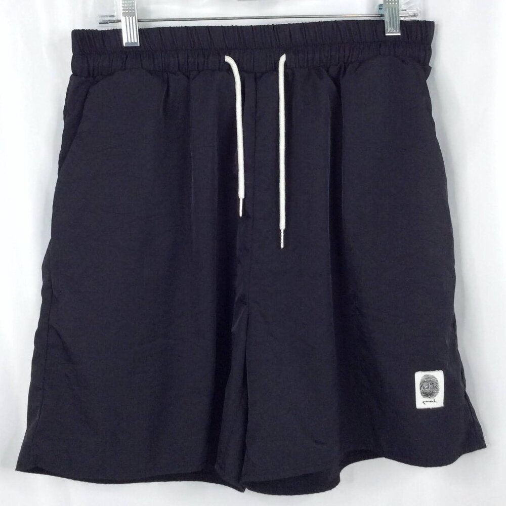 Romwe Shorts Mens Size XXL Black Drawstring Elastic Waist Pockets Polyester